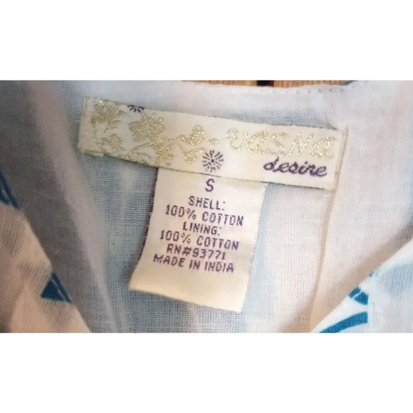 Vasna Tropical Tiered Maxi Dress Blue Floral 100% Cotton Sundress SZ S Lined - Picture 6 of 7